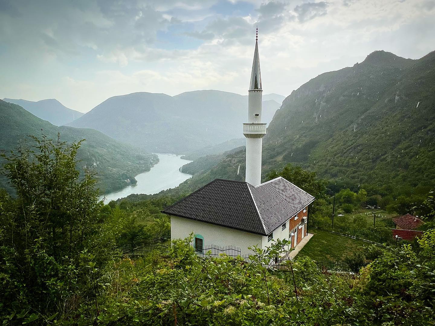 amazing #Bosnia in one #photo - a #breathtaking #view of a #mosque and the #valley od the #Lim #river #iphone13pro #landscape #landscapephotography #travel #tourism