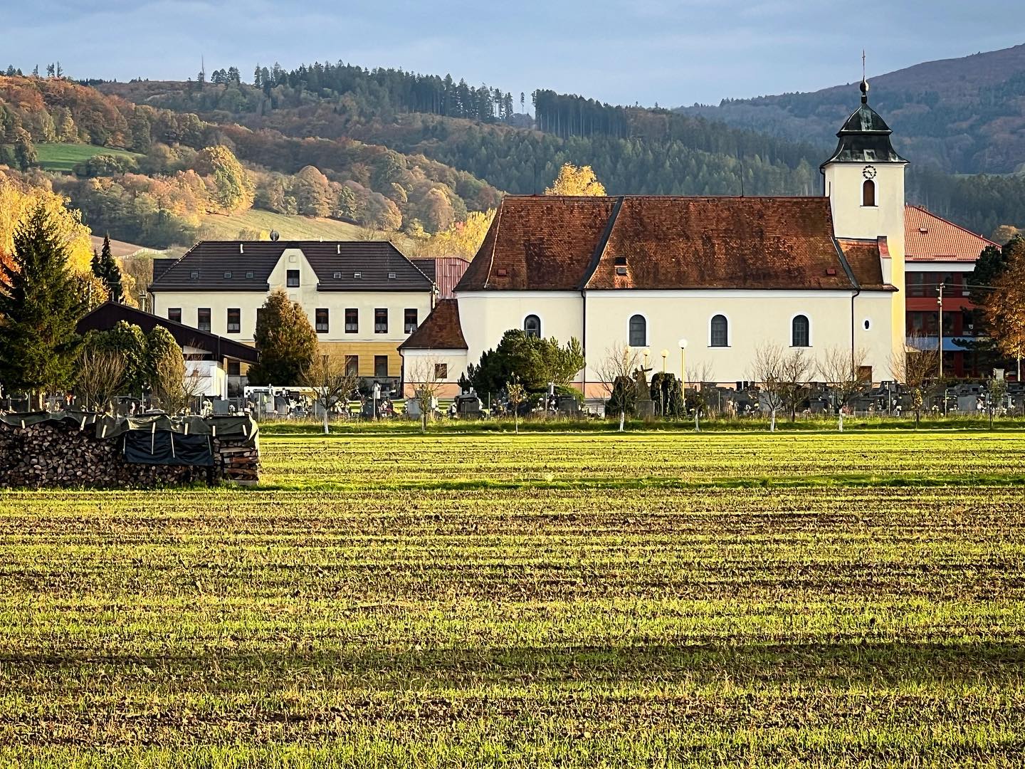 amazing #autumn #light over the #mountains of #moravia #carpathians #czechrepublic #church #landscape #landscapephotography #noedit #iphone13pro
