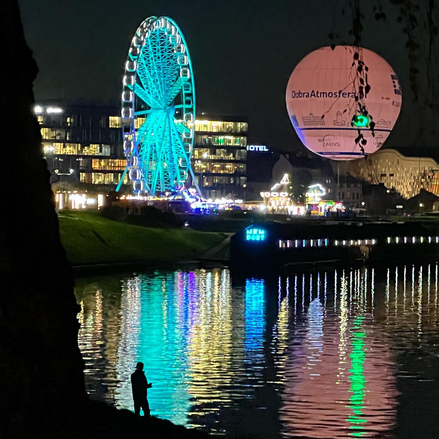 a #fisherman an the #wisła #river in the centre of amazing #krakow #poland #nightphotography #travel #tourism #iphone13pro